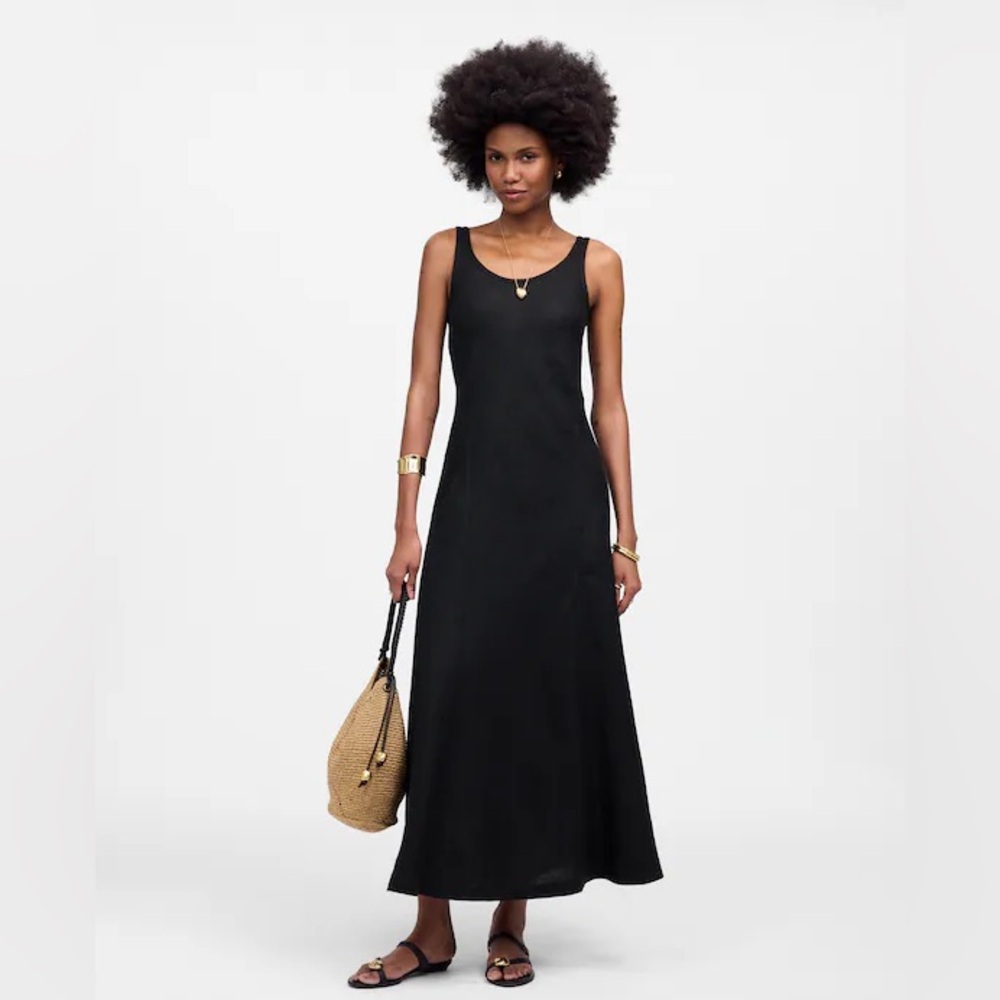 NWT Madewell Scoopneck Sleeveless Midi Dress in 100% Linen size US 4